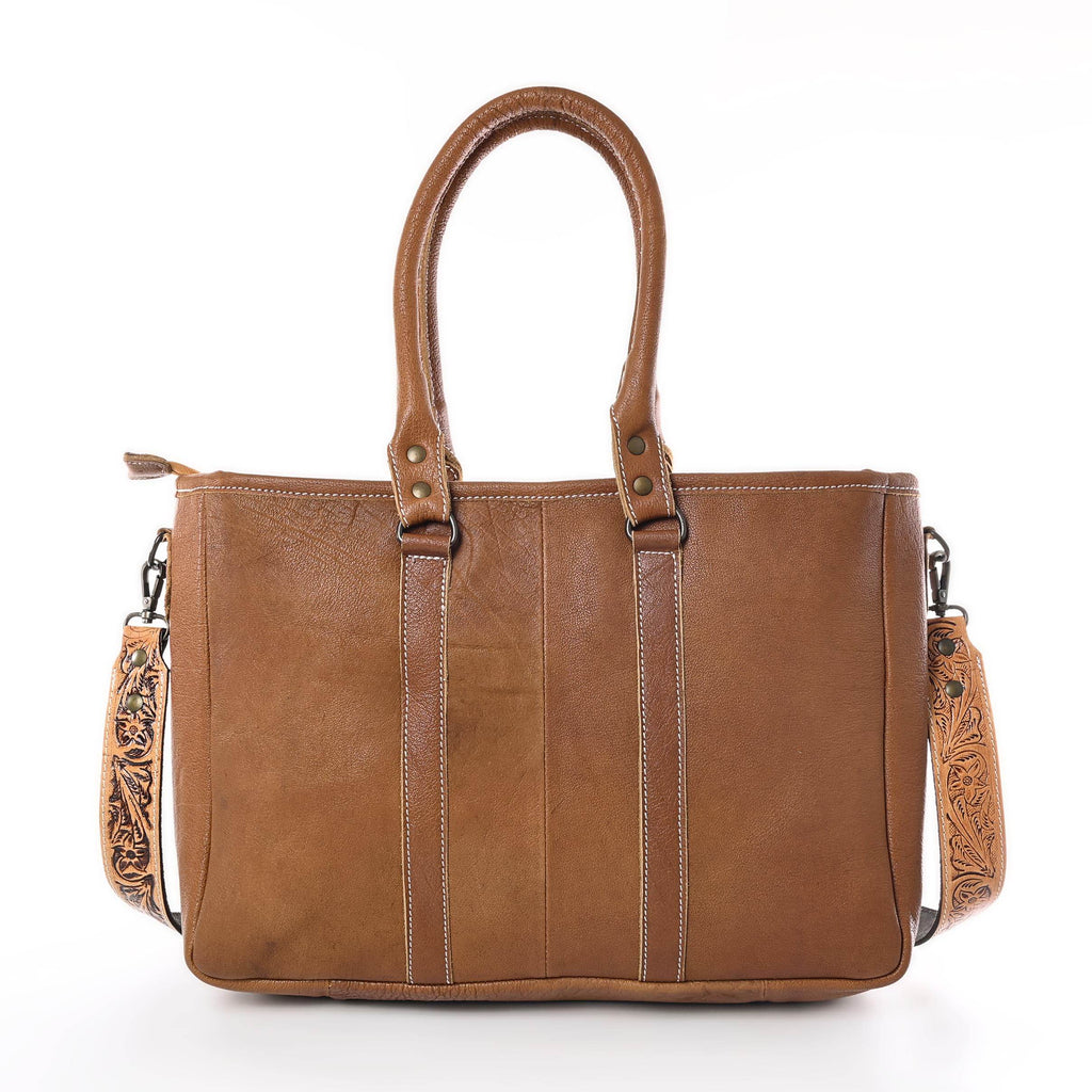 Western Cowhide Hairon Leather Tote Bag for Women With Adjustable Tooled Shoulder Strap Leather Purse - Graced By The South