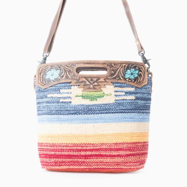 Myra Bag AZURE PETALS Hand Tooled Bag