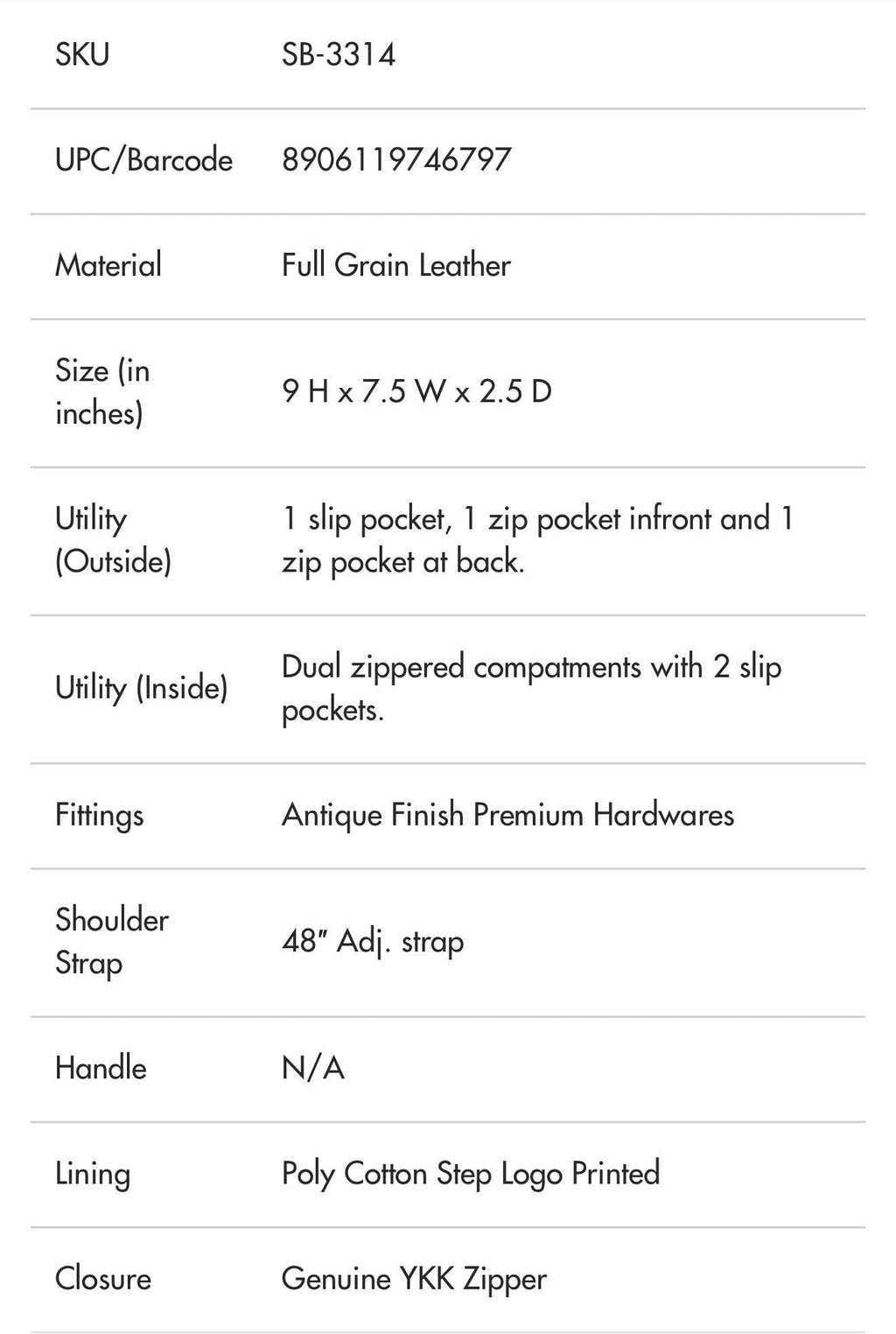 Sixtease Bags Crete Full Grain Leather Crossbody Sling Bag