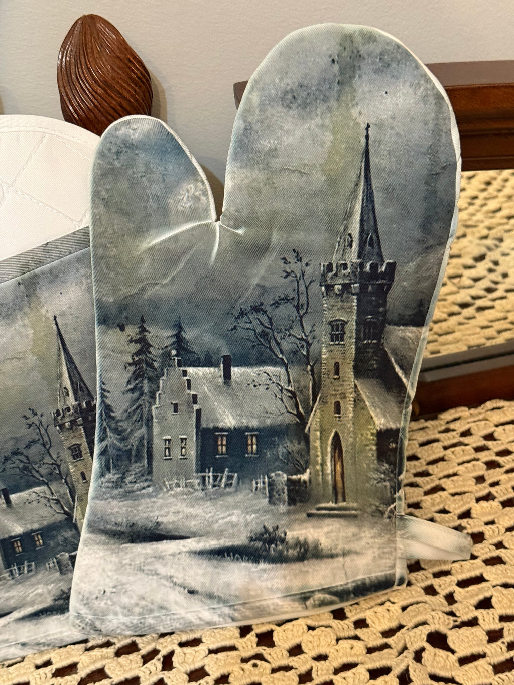 Blank Kitchen Oven Mitt and Pot Holder Set