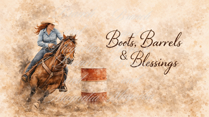 Boots, Barells and Blessings tumbler 20 oz Dpuble Walled Cleaning brush and Straw gift boxes Blonde, Brown or red hair options