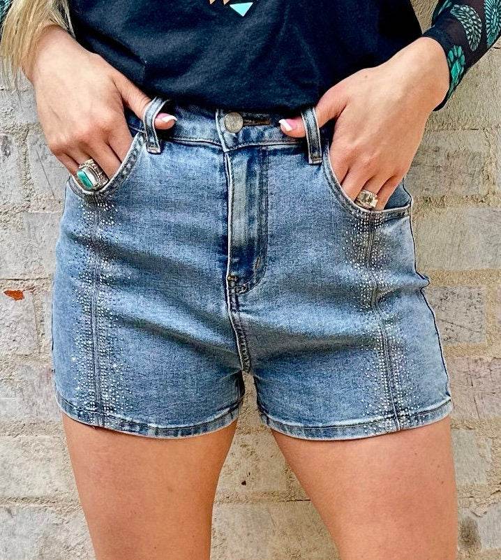 Diamond in the South Sparkle Denim Shorts - Graced By The South