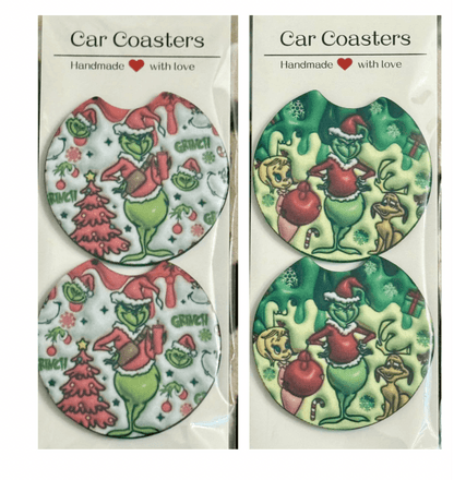 Car coaster Set Pink or Green Grinch - Graced By The South