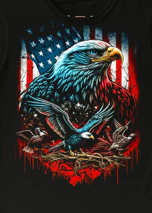Patriotic Eagle Shirt, American Flag T-Shirt, USA Pride Tee, Bald Eagle Graphic Shirt, 4th of July Shirt, Veteran Gift, Patriotic Apparel