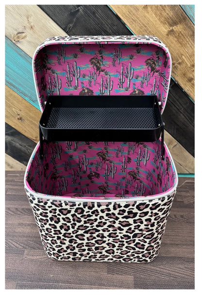 LEOPARD OUTLAW  Caddy Box Makeup Kaboodle Caboodle Case Jewelry Box by Sterling Kreek
