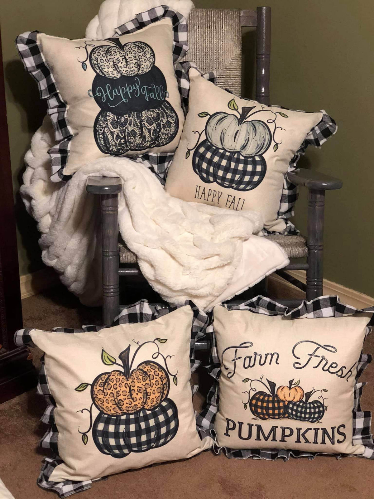 Fresh Pumpkin Patch Throw Pillows - Graced By The South
