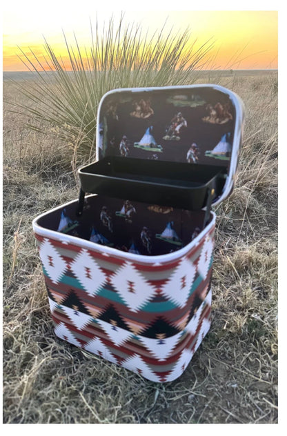 Wild Plains Caddy Box Makeup Kaboodle Caboodle Case Jewelry Box by Sterling Kreek