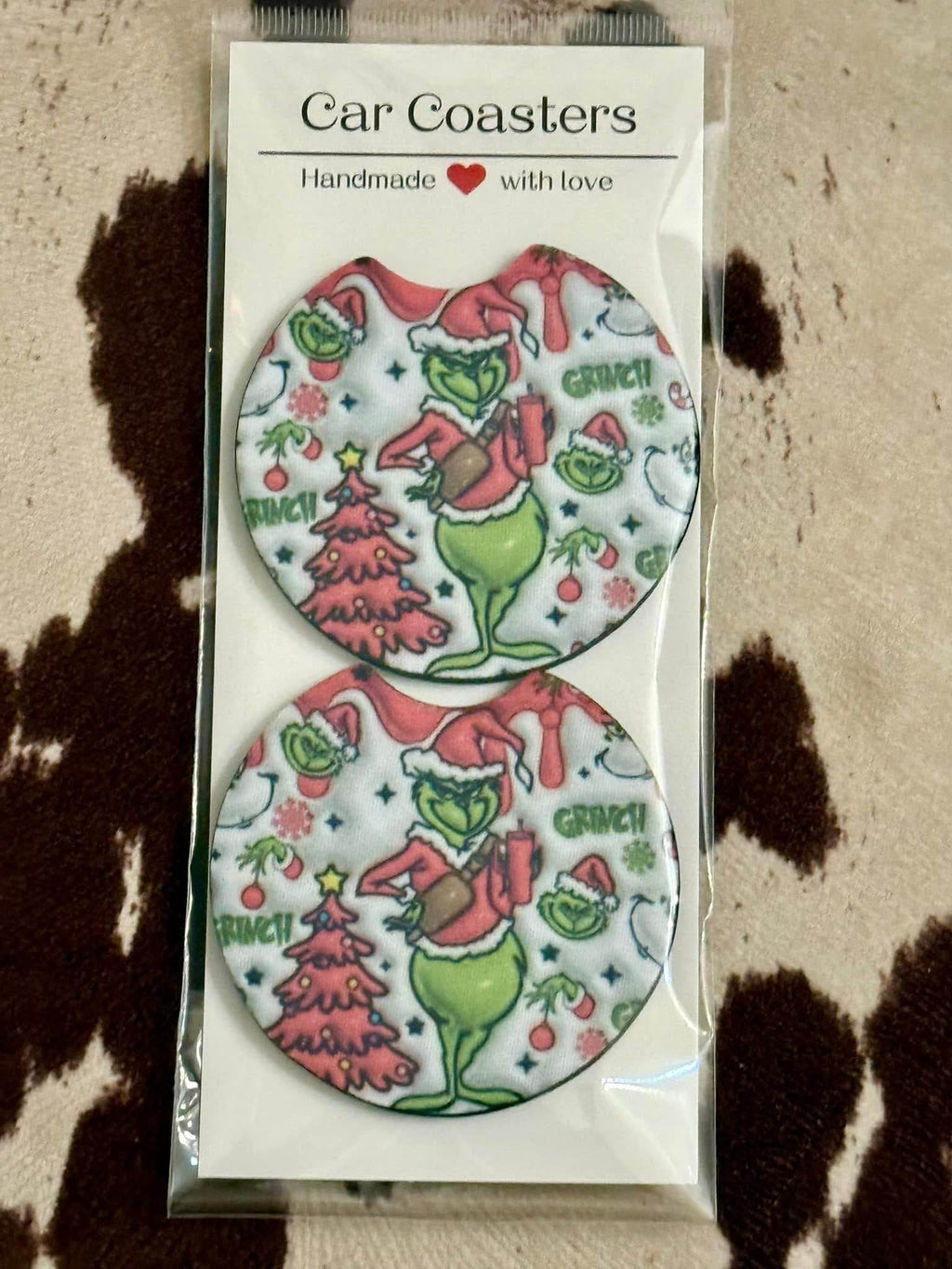 Car coaster Set Pink or Green Grinch - Graced By The South