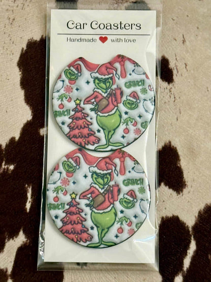 Car coaster Set Pink or Green Grinch - Graced By The South