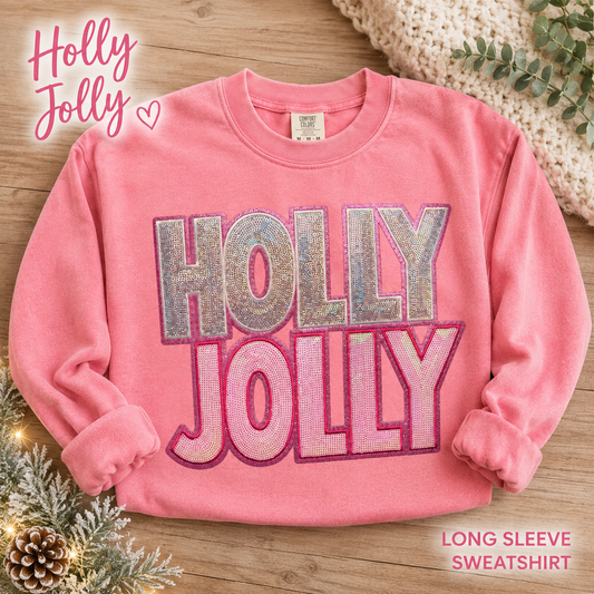 Holly Jolly Pink acid wash Christmas Sweatshirt