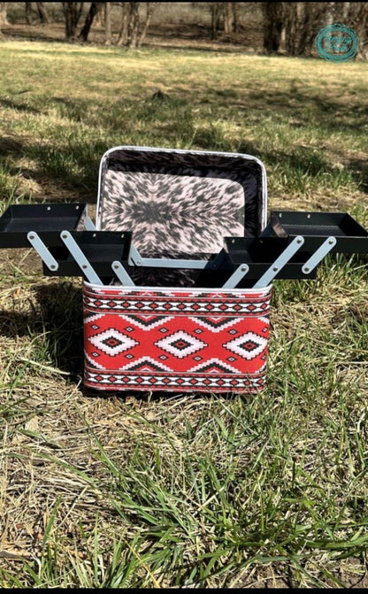POCAHONTAS Red Aztec Makeup Box Caboodle Case Jewelry Box - Graced By The South