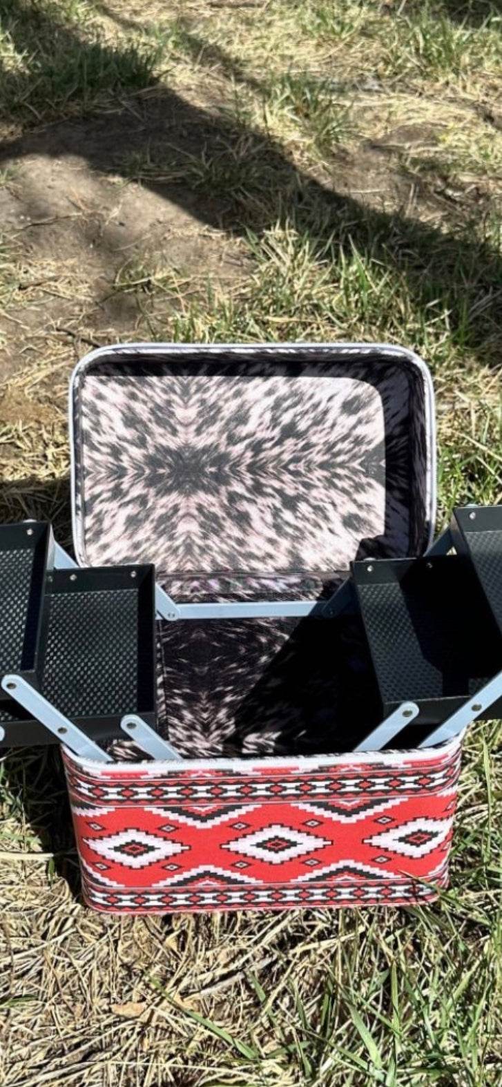 POCAHONTAS Red Aztec Makeup Box Caboodle Case Jewelry Box - Graced By The South