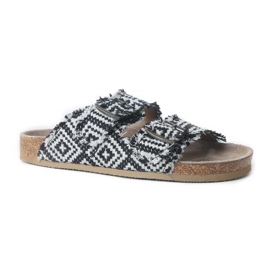 Ridge Denim Sandals In Black & White Myra Bag Sandals Slip On