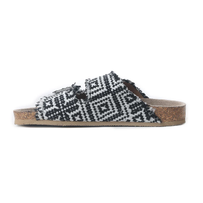 Ridge Denim Sandals In Black & White Myra Bag Sandals Slip On