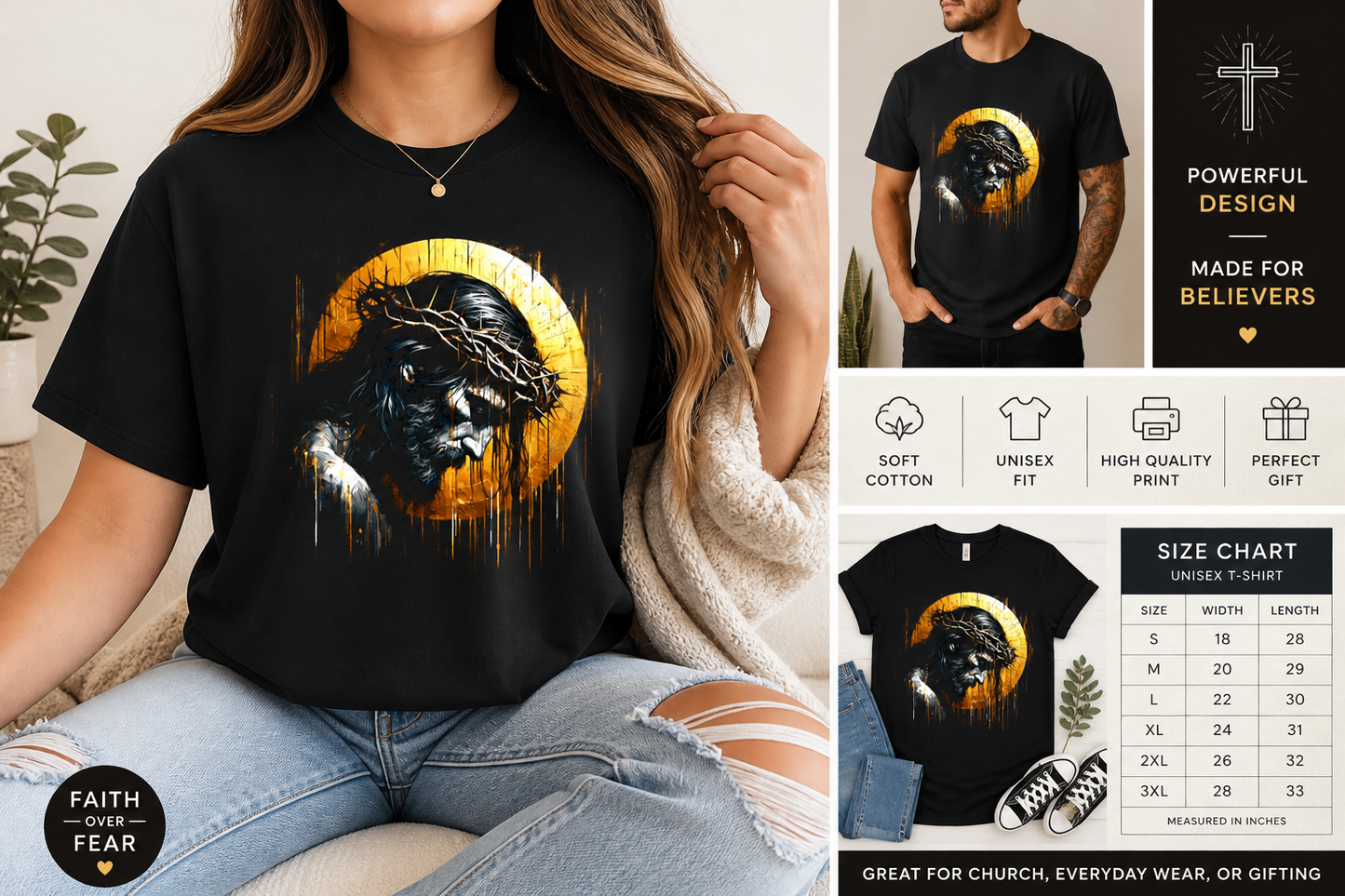 Jesus Crown of Thorns Shirt, Christian Graphic Tee, Faith Based Shirt, Religious T-Shirt, Easter Shirt, Jesus Portrait Tee, Spiritual Gift