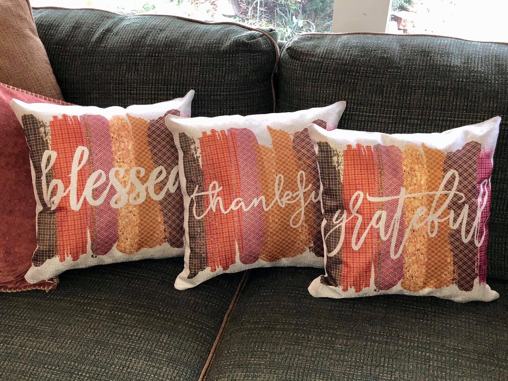Grateful , Thankful and Blessed Pillow Covers