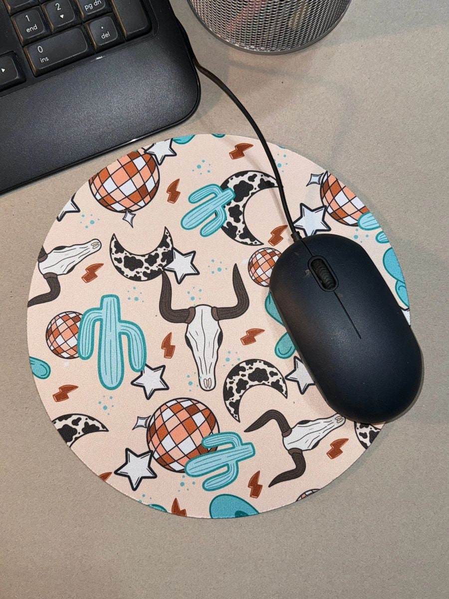 Steer Skull cactus Cowboy Hat Western Mousepad - Graced By The South