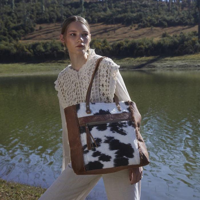 Myra Bag Oakly Specks Canvas and Hairon Tote Shoulder Bag