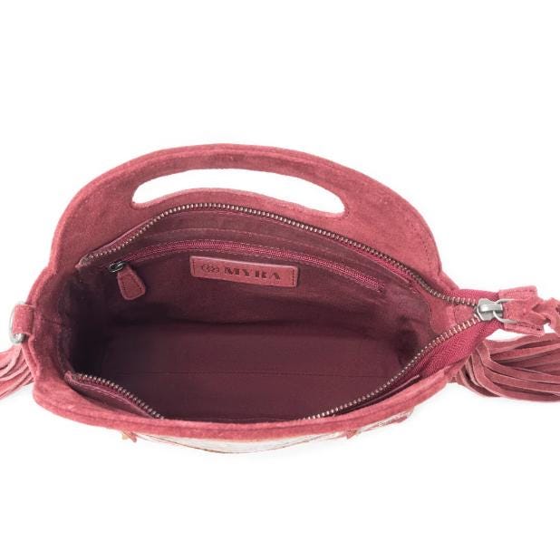 Myra Bag Electric Dessert Tooled Bag Fringe Red/Burgundy