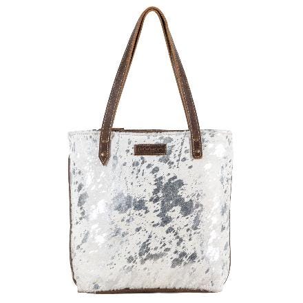 Sixtease Silver Cowhide Leather Hairon Tote Bag Purse