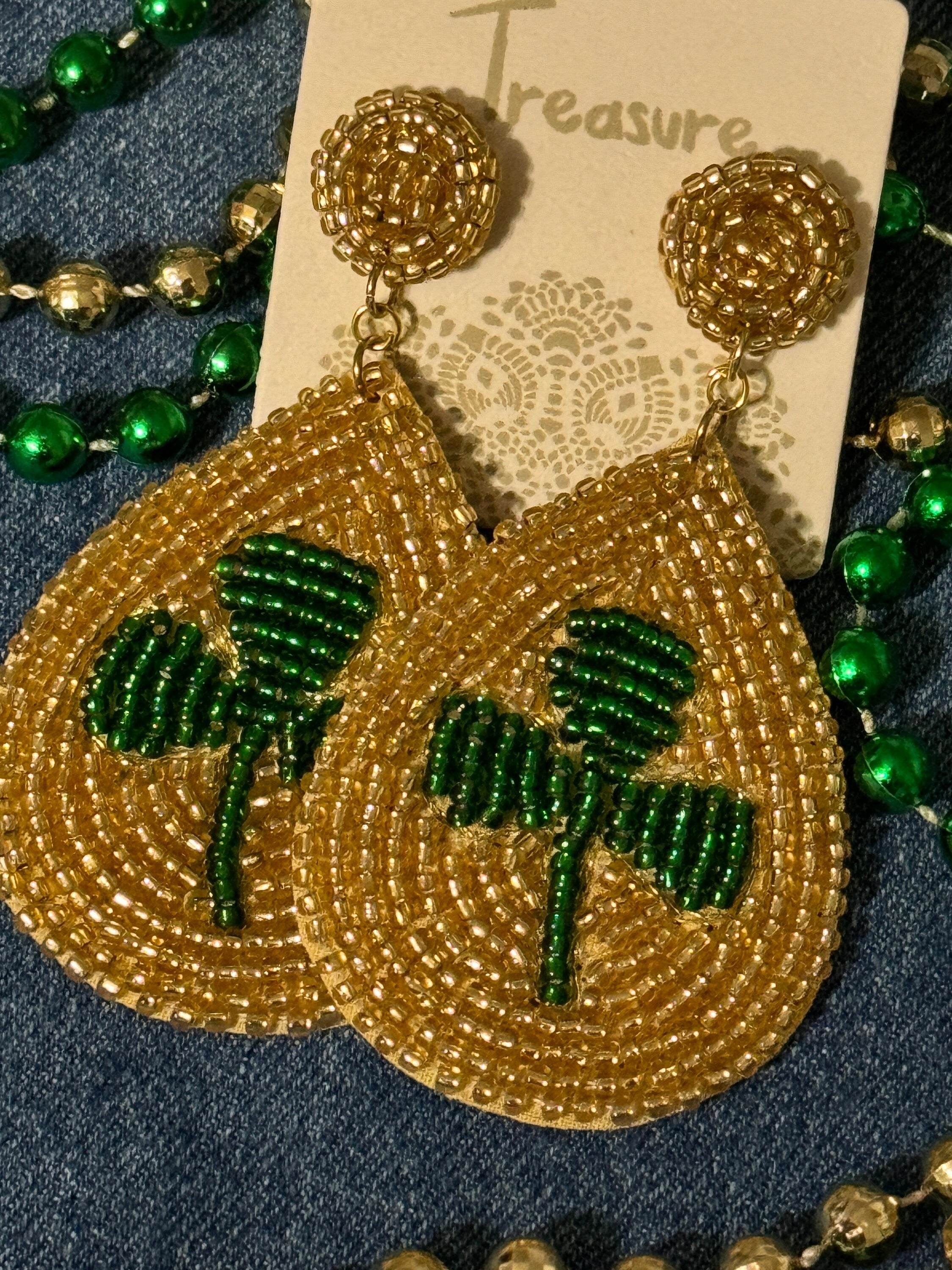 Beaded Clover Dangle Earrings - Graced By The South