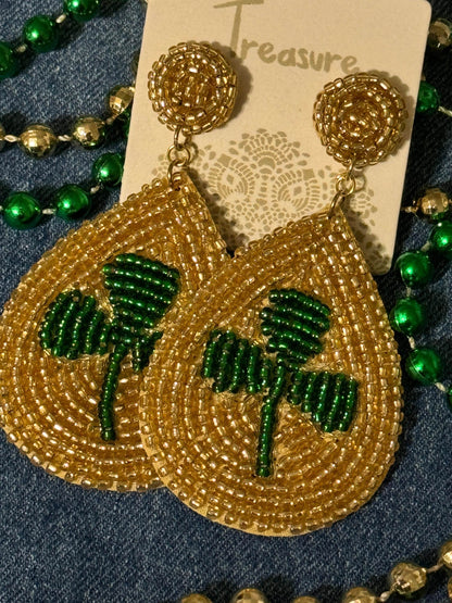 Beaded Clover Dangle Earrings - Graced By The South