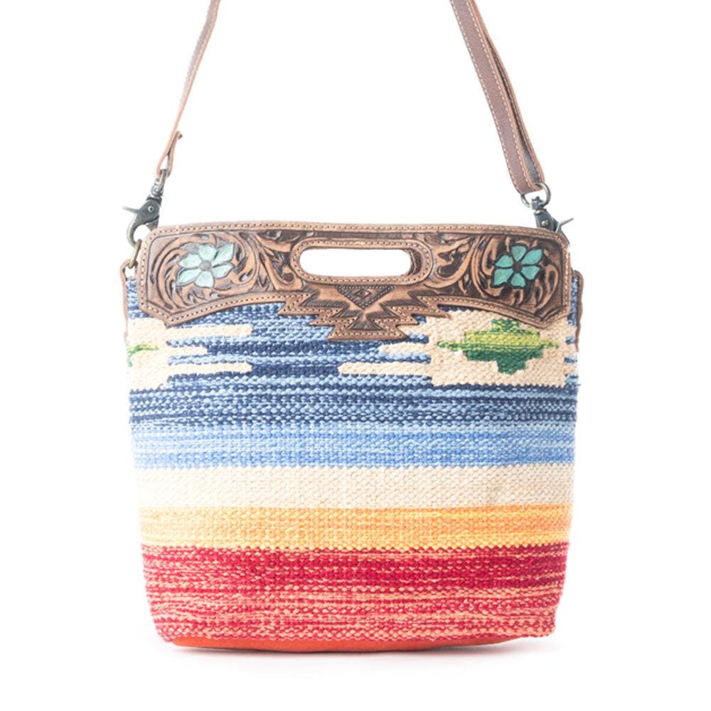 Myra Bag AZURE PETALS Hand Tooled Bag