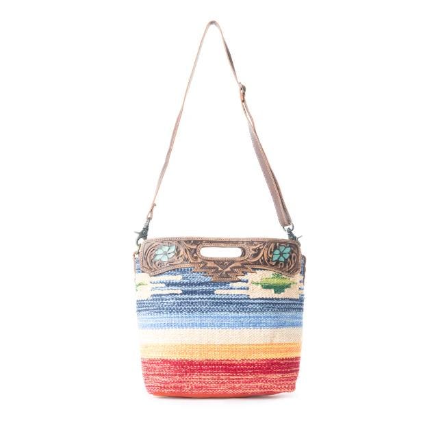 Myra Bag AZURE PETALS Hand Tooled Bag
