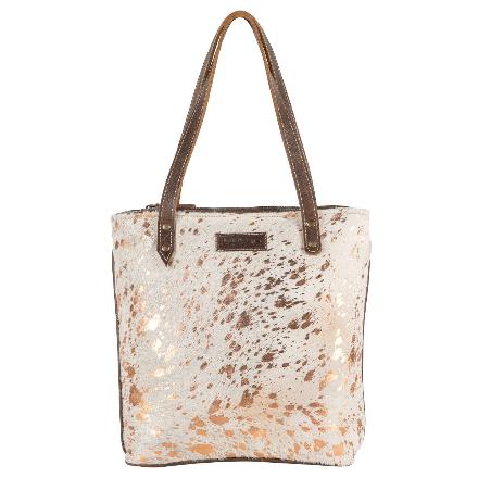 Sixtease Rose Gold Cowhide Leather Hairon Tote Bag Purse