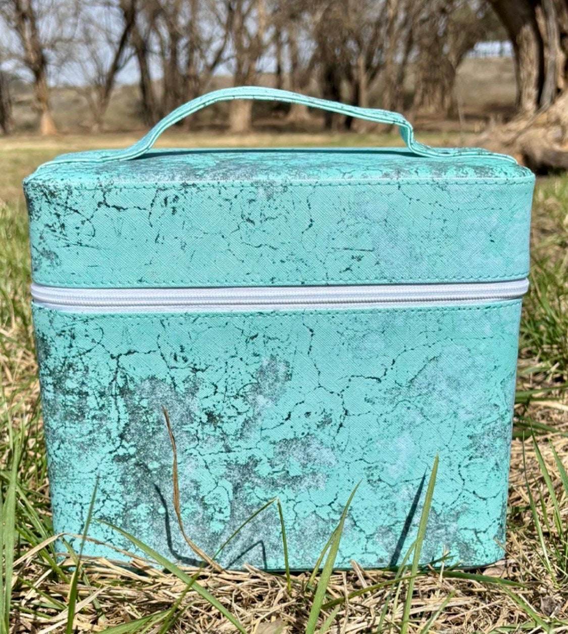 Turquoise Herd Makeup Box Caboodle Case Jewelry Box - Graced By The South