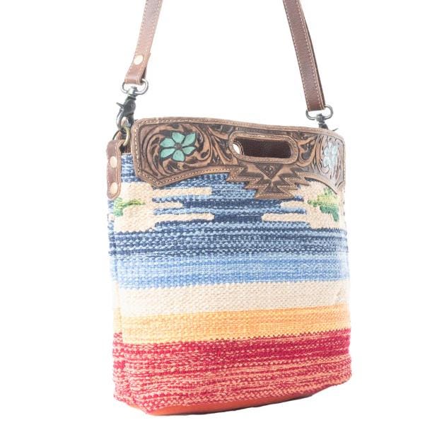 Myra Bag AZURE PETALS Hand Tooled Bag