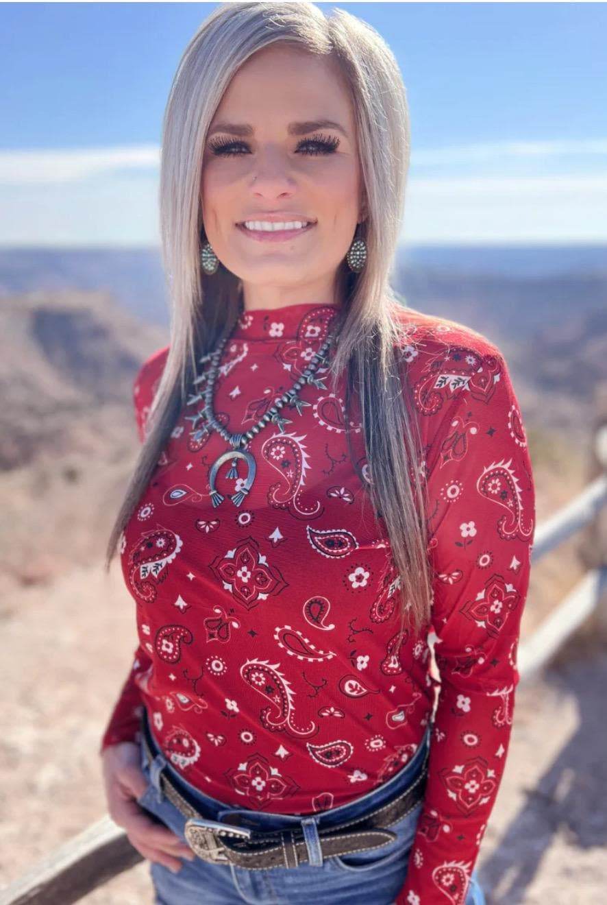 Bandana Babe Black Mesh Top - Graced By The South