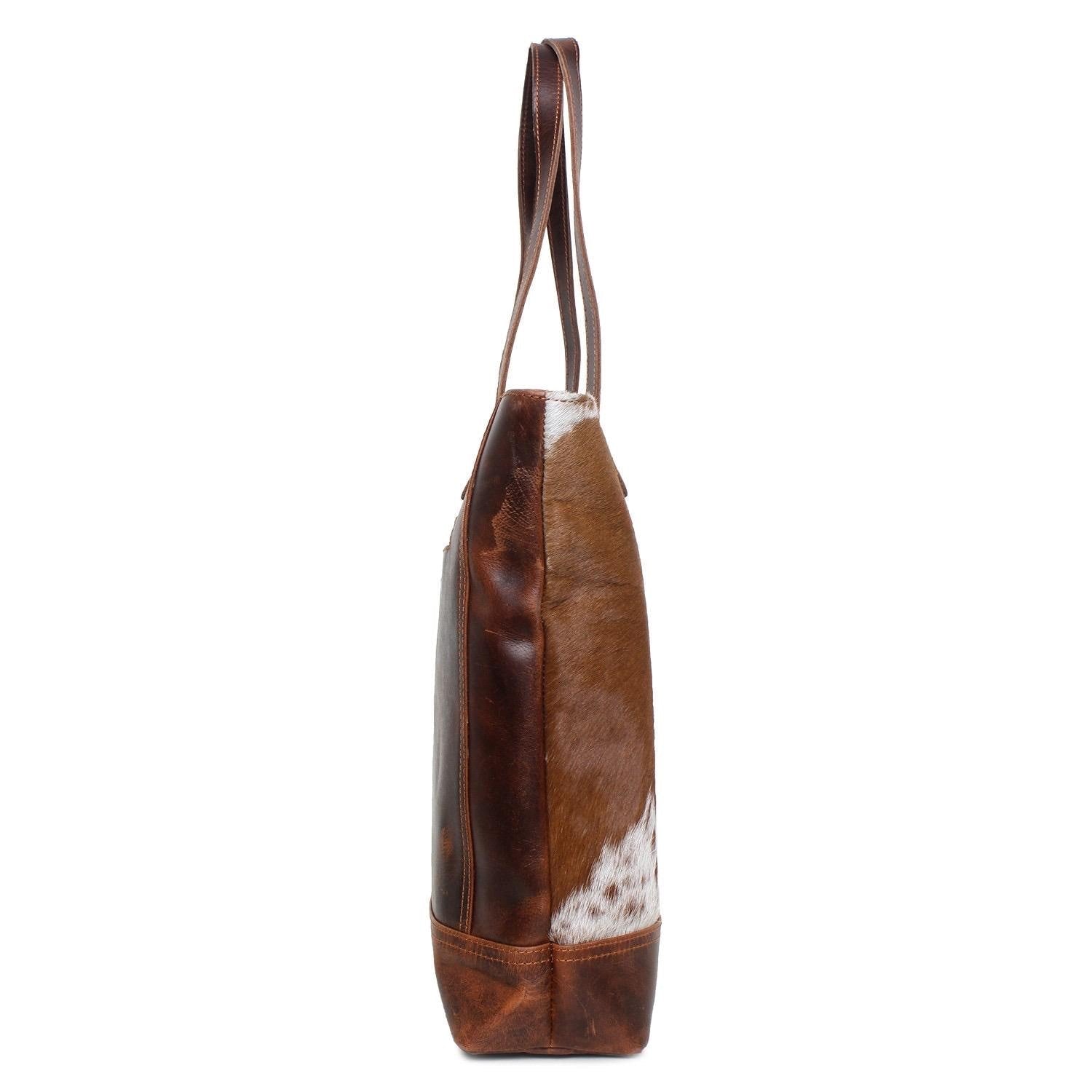 Sixtease Ouzzo/Wax Toronto Cowhide Leather Hairon Tote Bag Purse