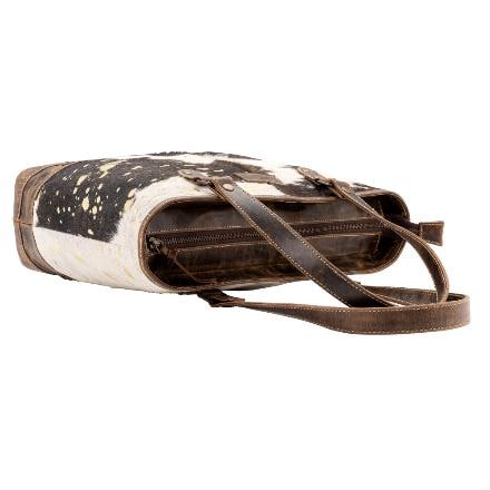 Sixtease Cola/Gold Cowhide Leather Hairon Tote Bag Purse