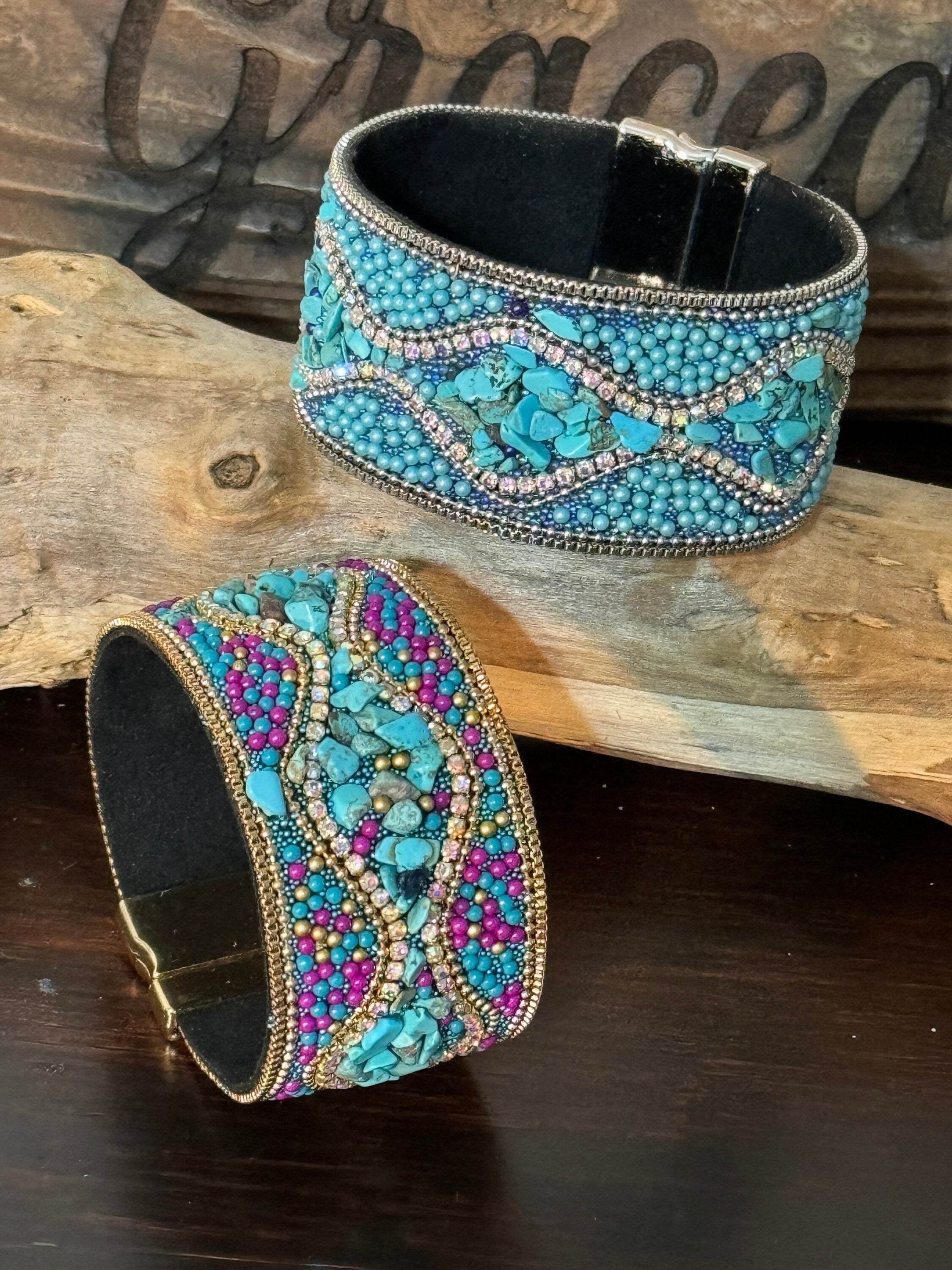 Beaded Cuff Bracelet with Magnetic Clasp - Graced By The South