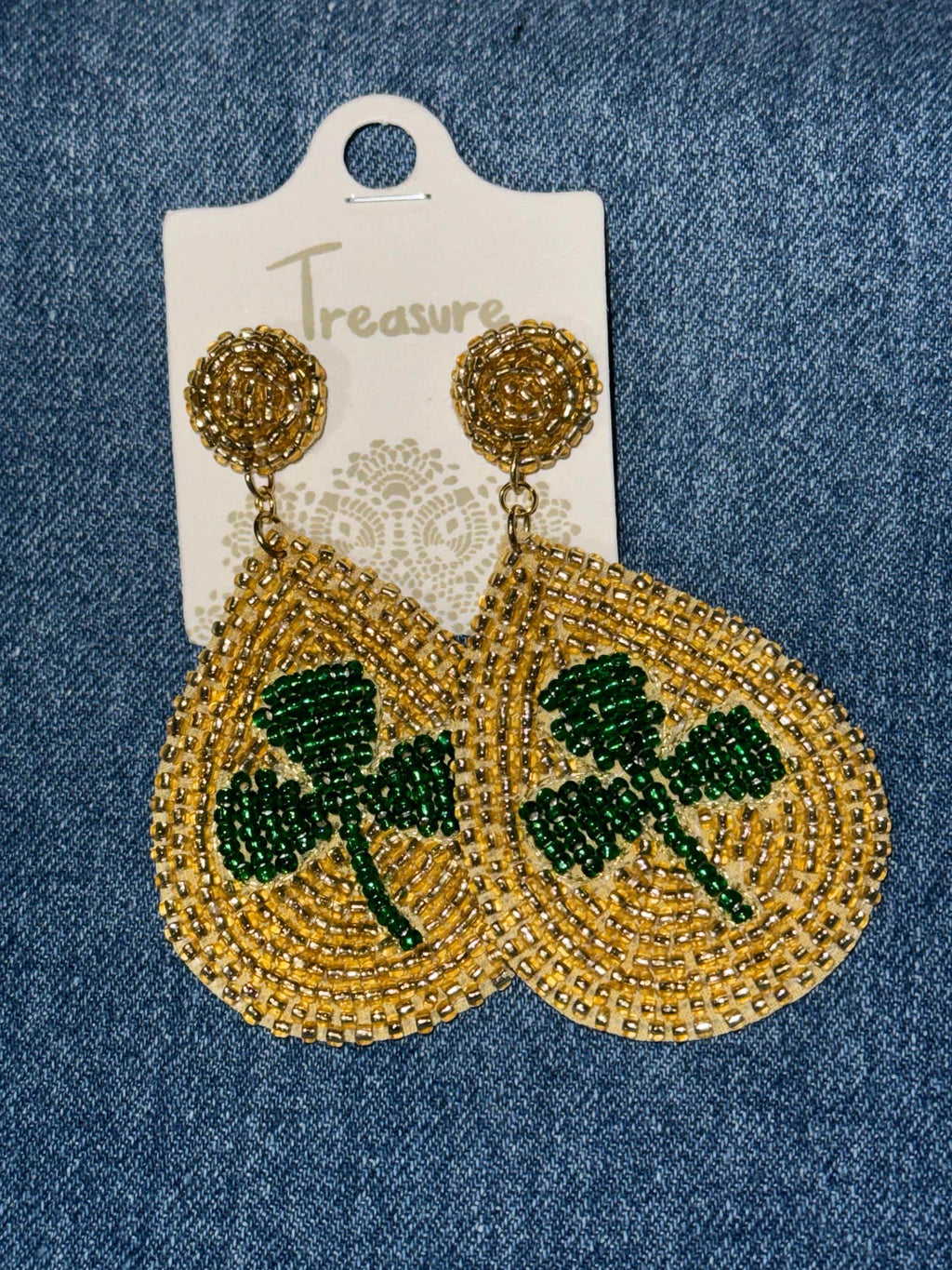 Beaded Clover Dangle Earrings - Graced By The South