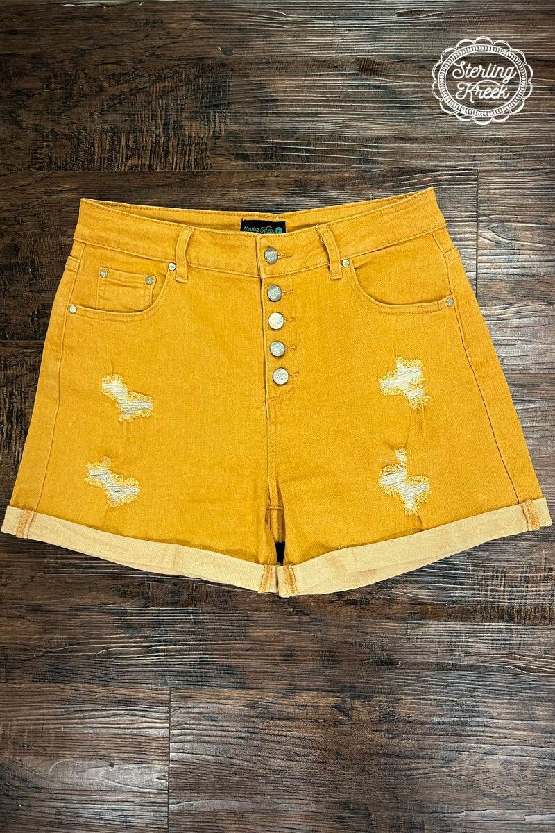 Tennessee Walking Shorts by Sterling Kreek Mustard - Graced By The South