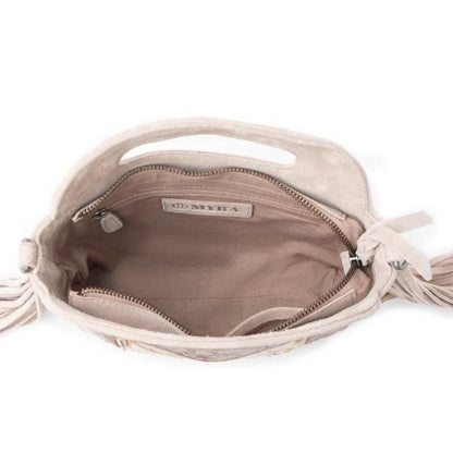 Myra Bag Electric Dessert Tooled Bag Fringe Brown Cream