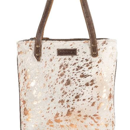Sixtease Rose Gold Cowhide Leather Hairon Tote Bag Purse