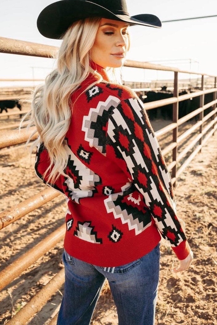 Vintage Vaquera Knit Sweater Red