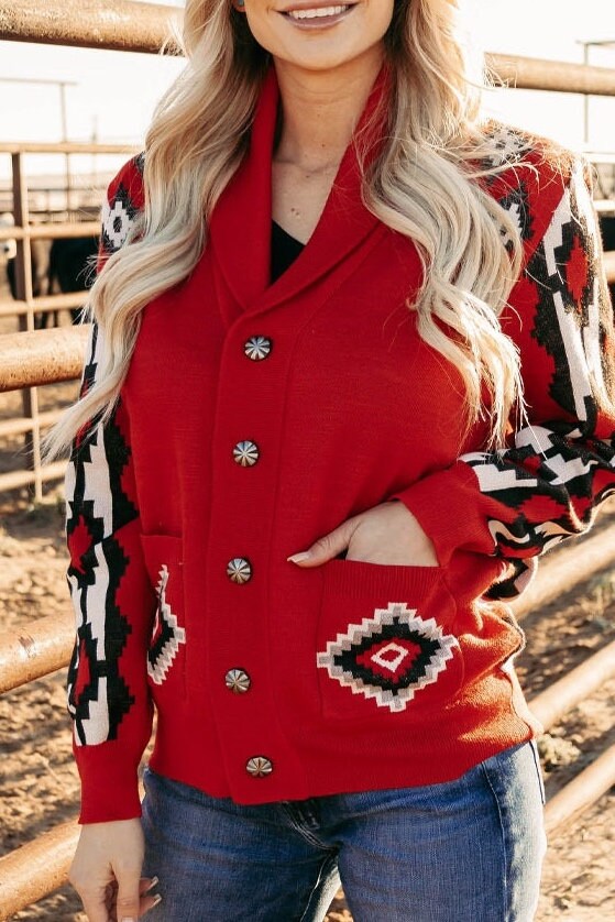 Vintage Vaquera Knit Sweater Red