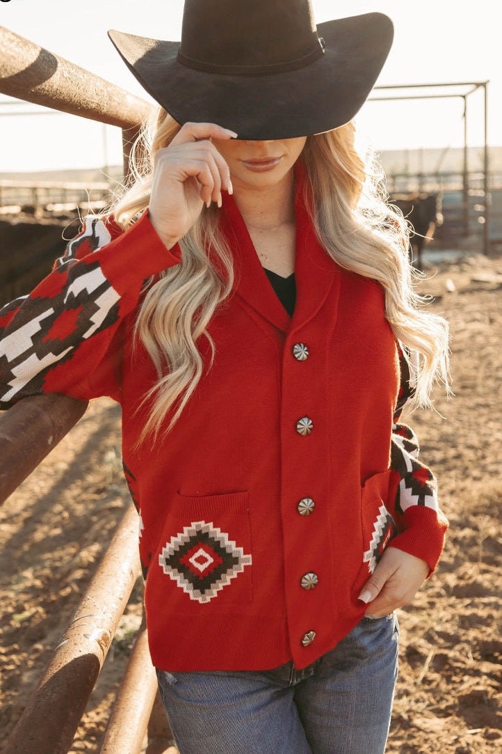 Vintage Vaquera Knit Sweater Red