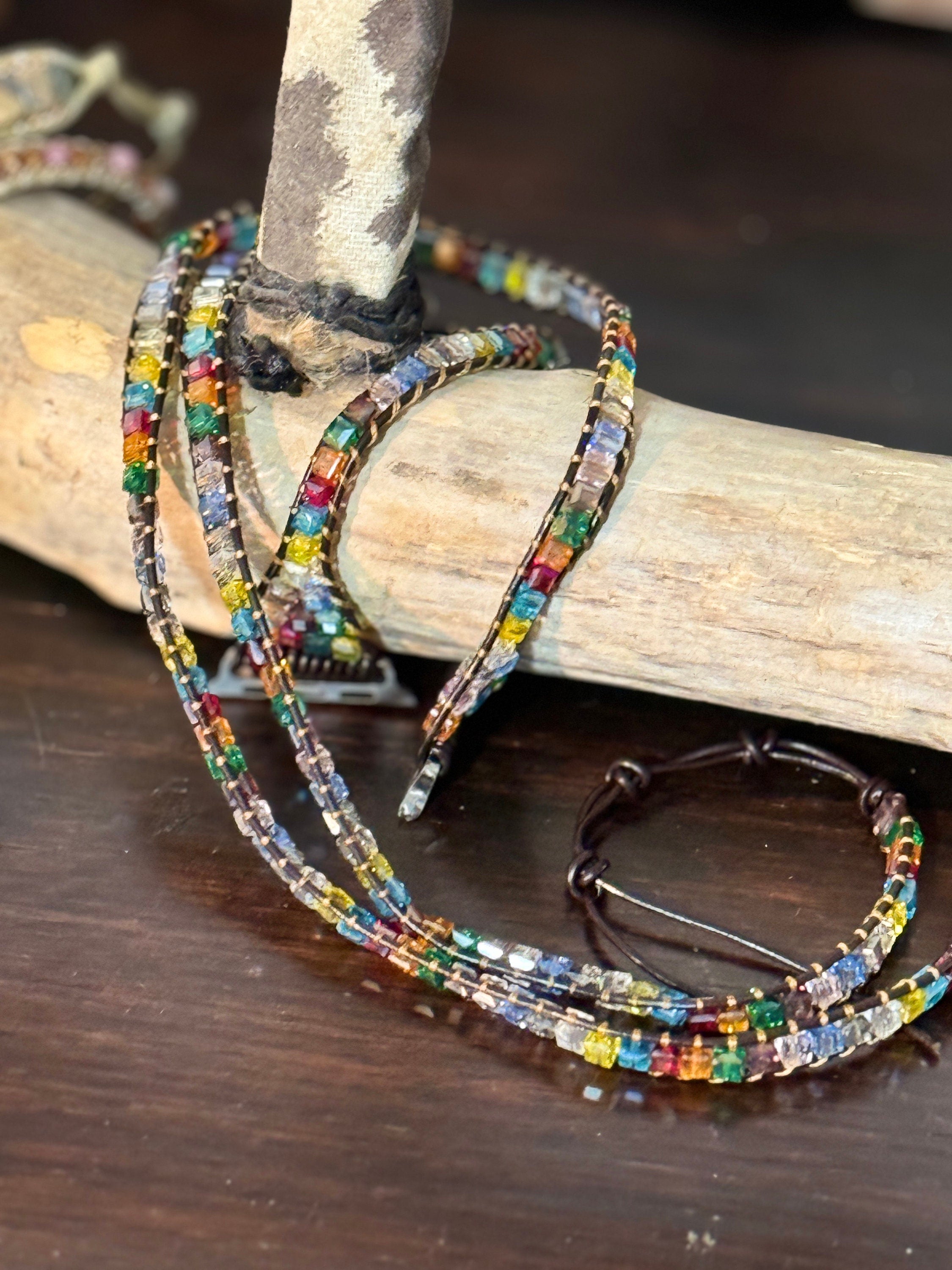 Beaded Watch Band Turquoise Rhinestones 38/40mm and 42/44mm